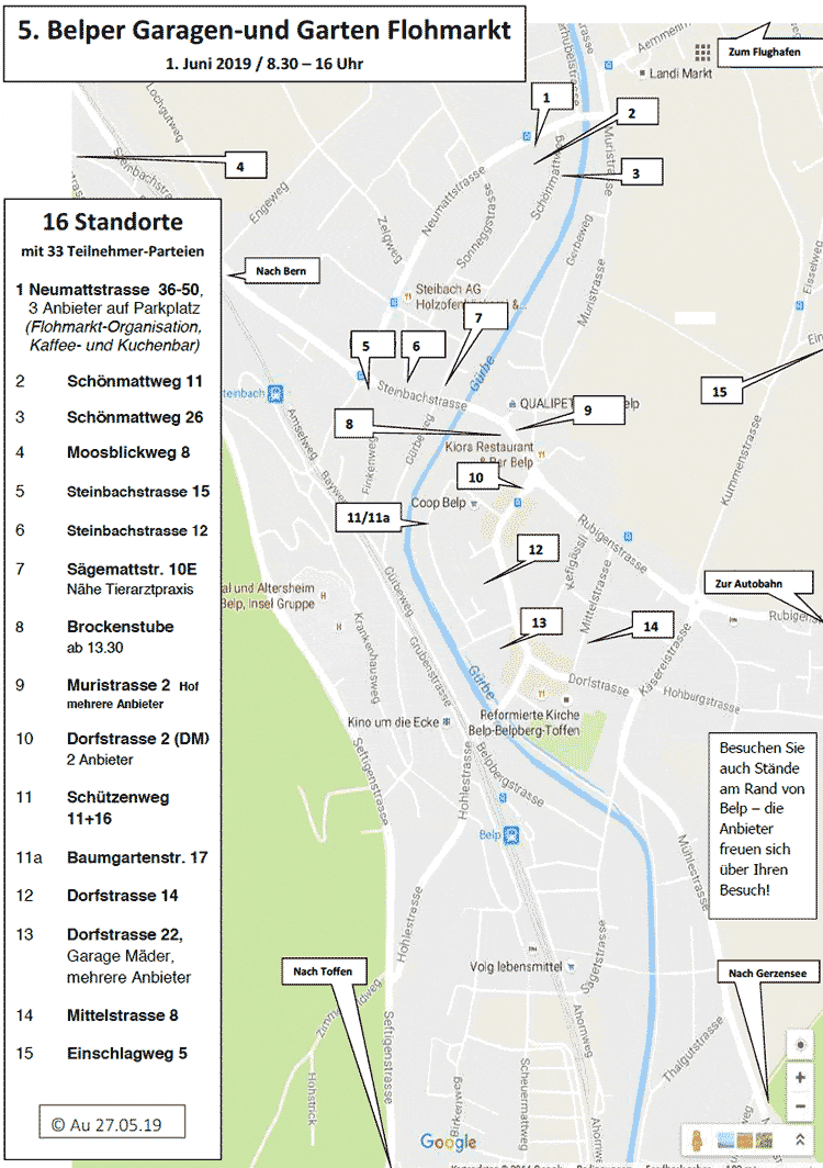 Garagenflohmarkt Belp Karte 2019
